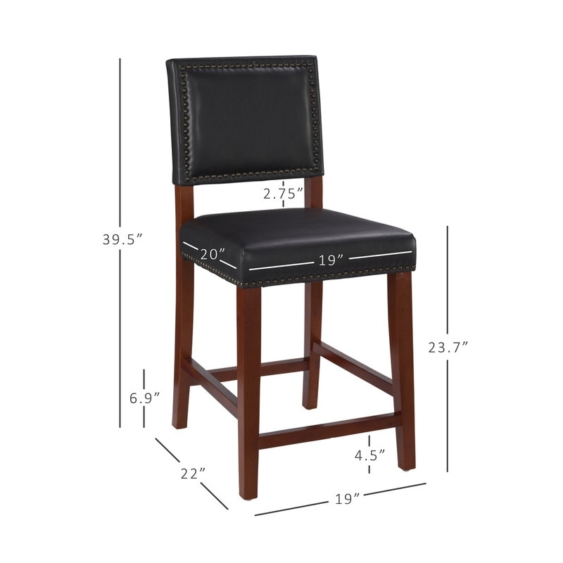 Linon Durlesti 24 inch Black Faux Leather Counter Stool