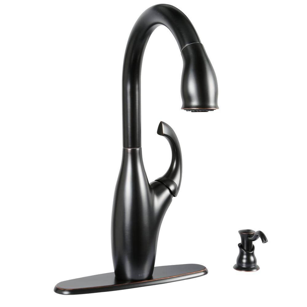 Glacier Bay Contemporary Single-Handle Pull-Down Sprayer Kitchen Faucet with Soap Dispenser in Bronze HD65710N-B8427D