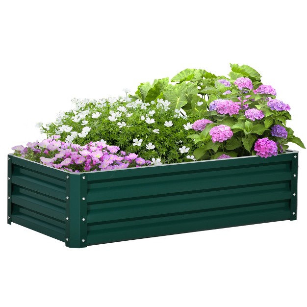 Outsunny 4' X 2' X 1' Galvanized Raised Garden Bed Planter Raised Bed With Steel Frame For Vegetables， Flowers， Plants And Herbs