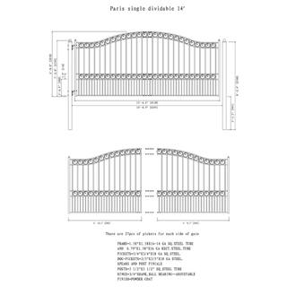 ALEKO Paris Style 14 ft. x 6 ft. Black Steel Single Swing Driveway Fence Gate DG14PARSSW-HD