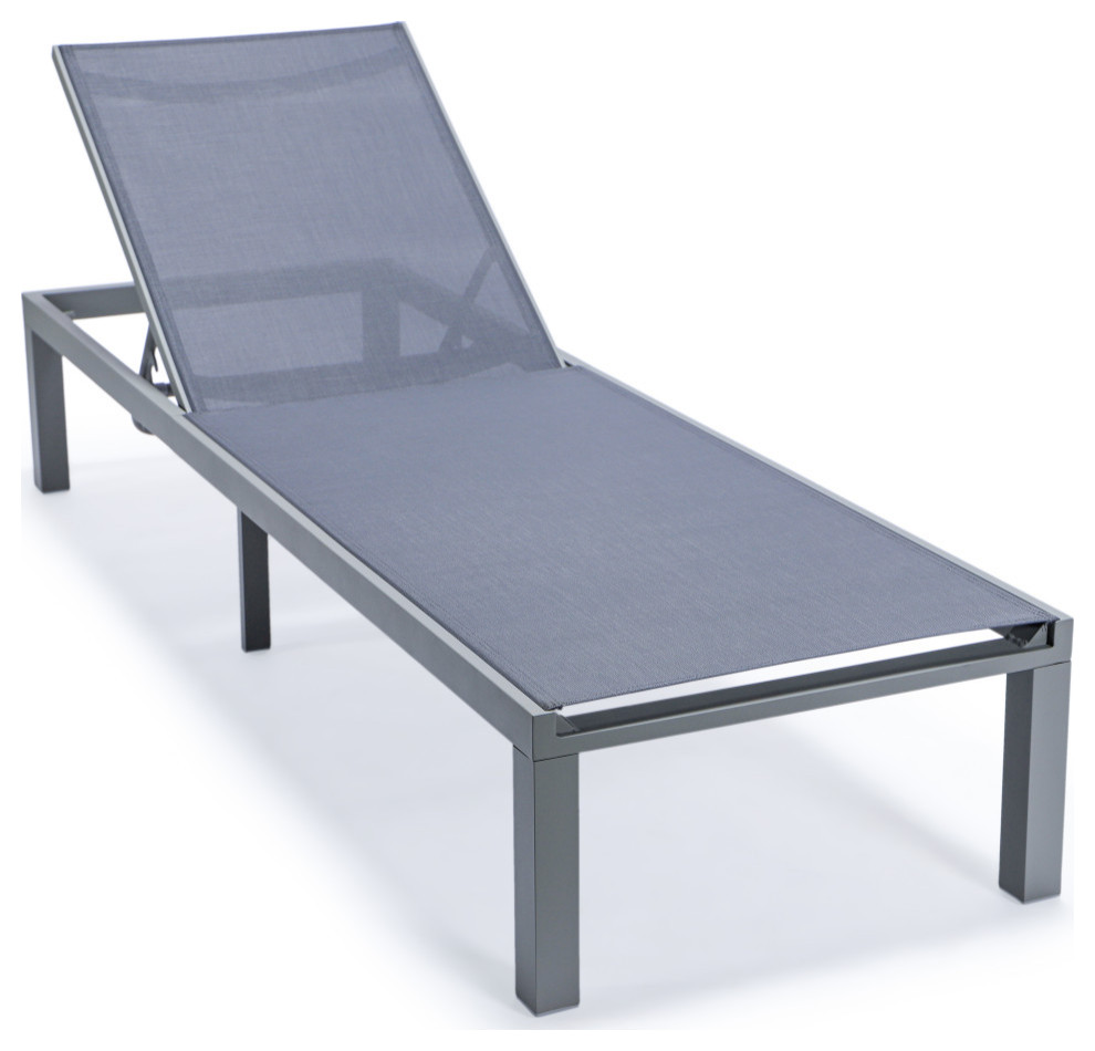 LeisureMod Marlin Patio Chaise Lounge Chair Gray Frame Set of 2   Transitional   Outdoor Chaise Lounges   by LeisureMod  Houzz