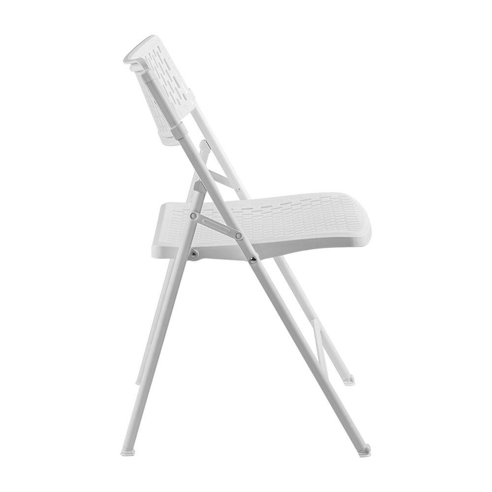 National Public Seating Oversized 18 in. Premium White Polypropylene Seat Metal AirFlex Series Folding Chair (Set of 4 Chairs) 1421