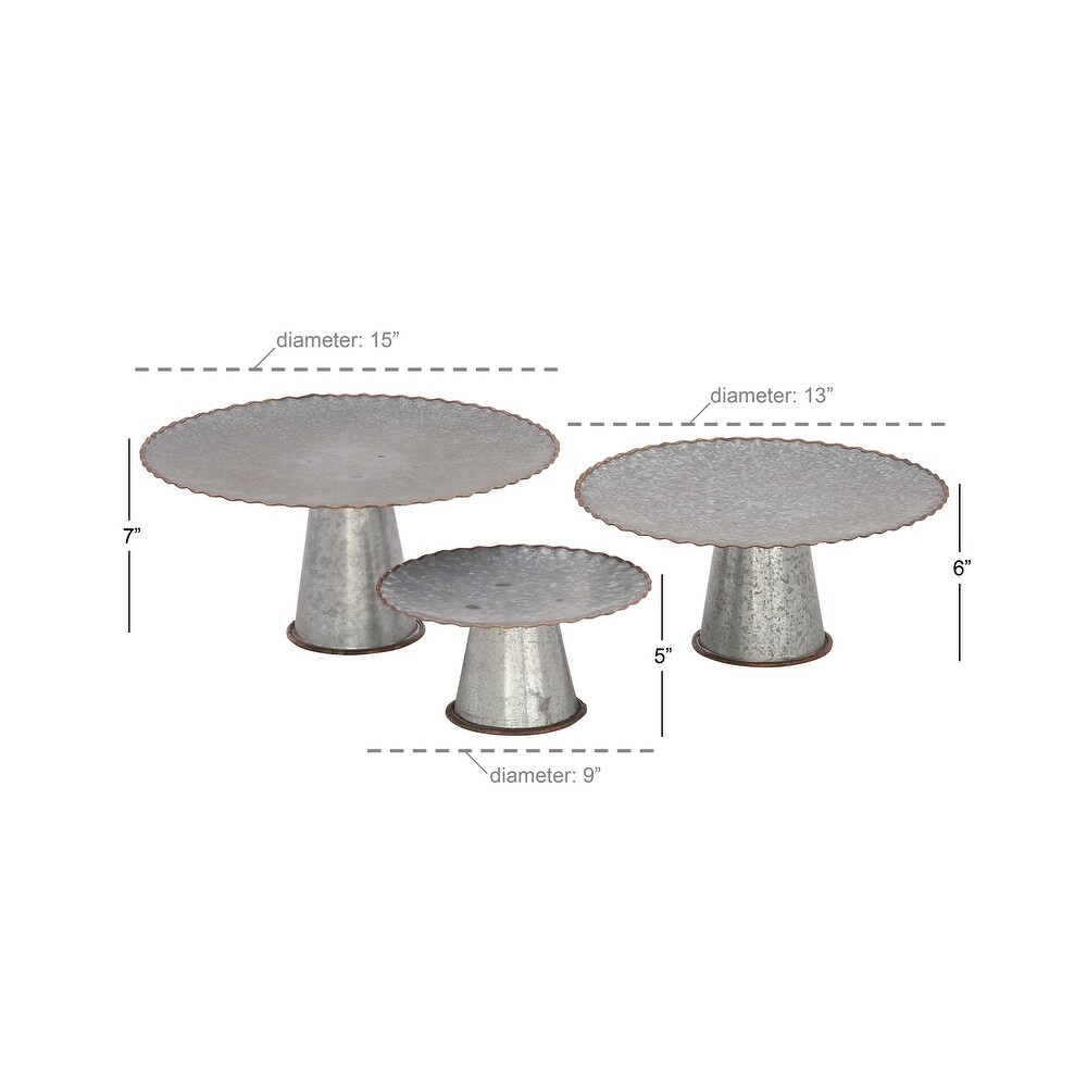 Gray Metal Galvanized Cake Stand (Set of 3)   S/3 9\