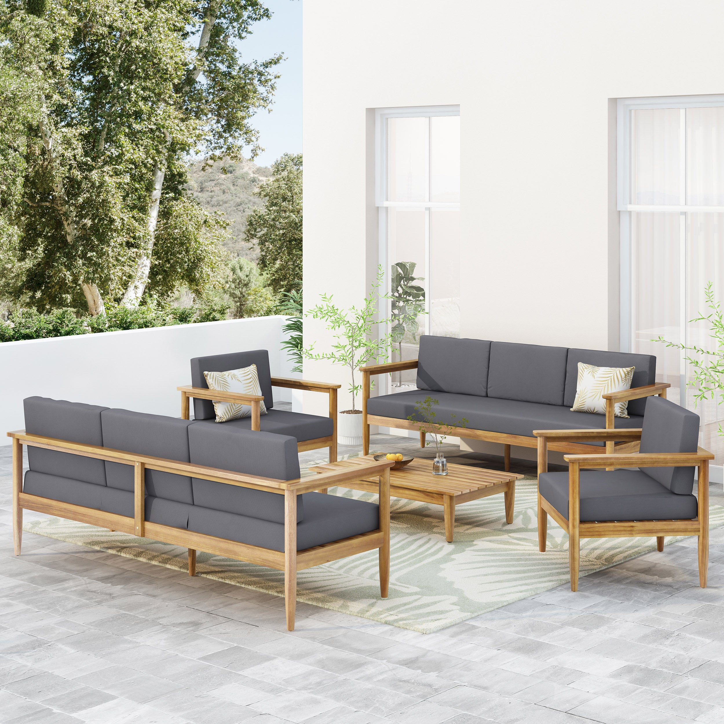 Plumb Outdoor Acacia Wood 8 Seater Chat Set