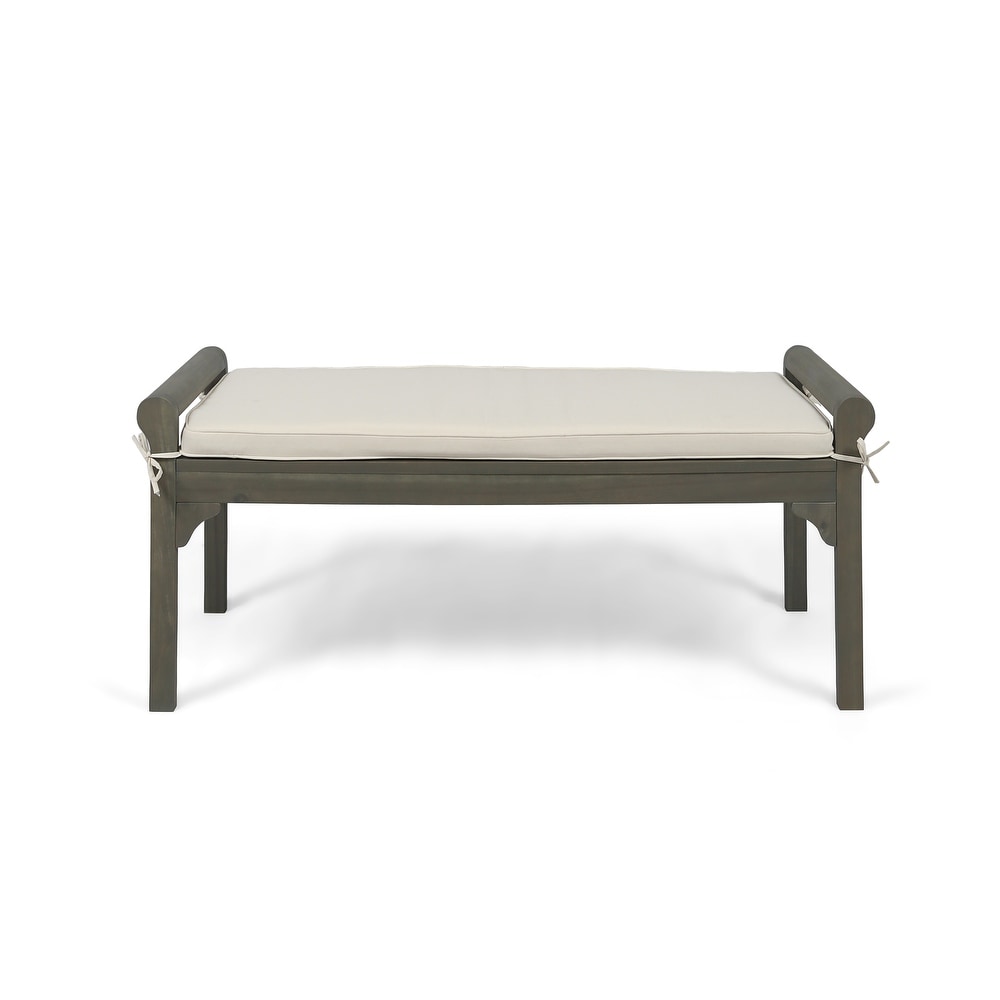 Nelson Rustic Acacia Wood Bench with Cushion by Christopher Knight Home