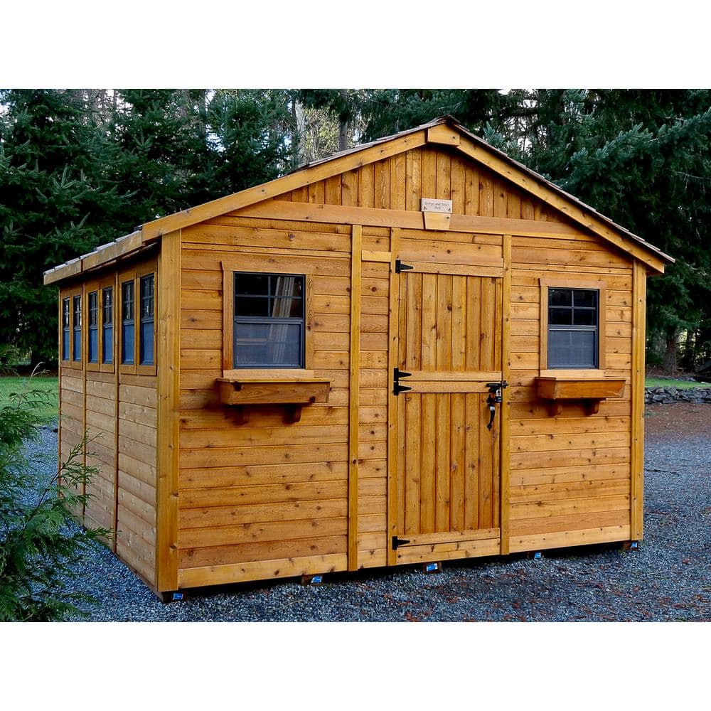 Outdoor Living Today Sunshed 12 ft. x 12 ft. Western Red Cedar Garden Shed SSGS1212