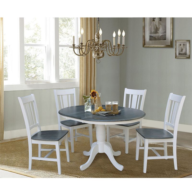 International Concepts Round Extension Dining Table and San Remo Chair 5-piece Set