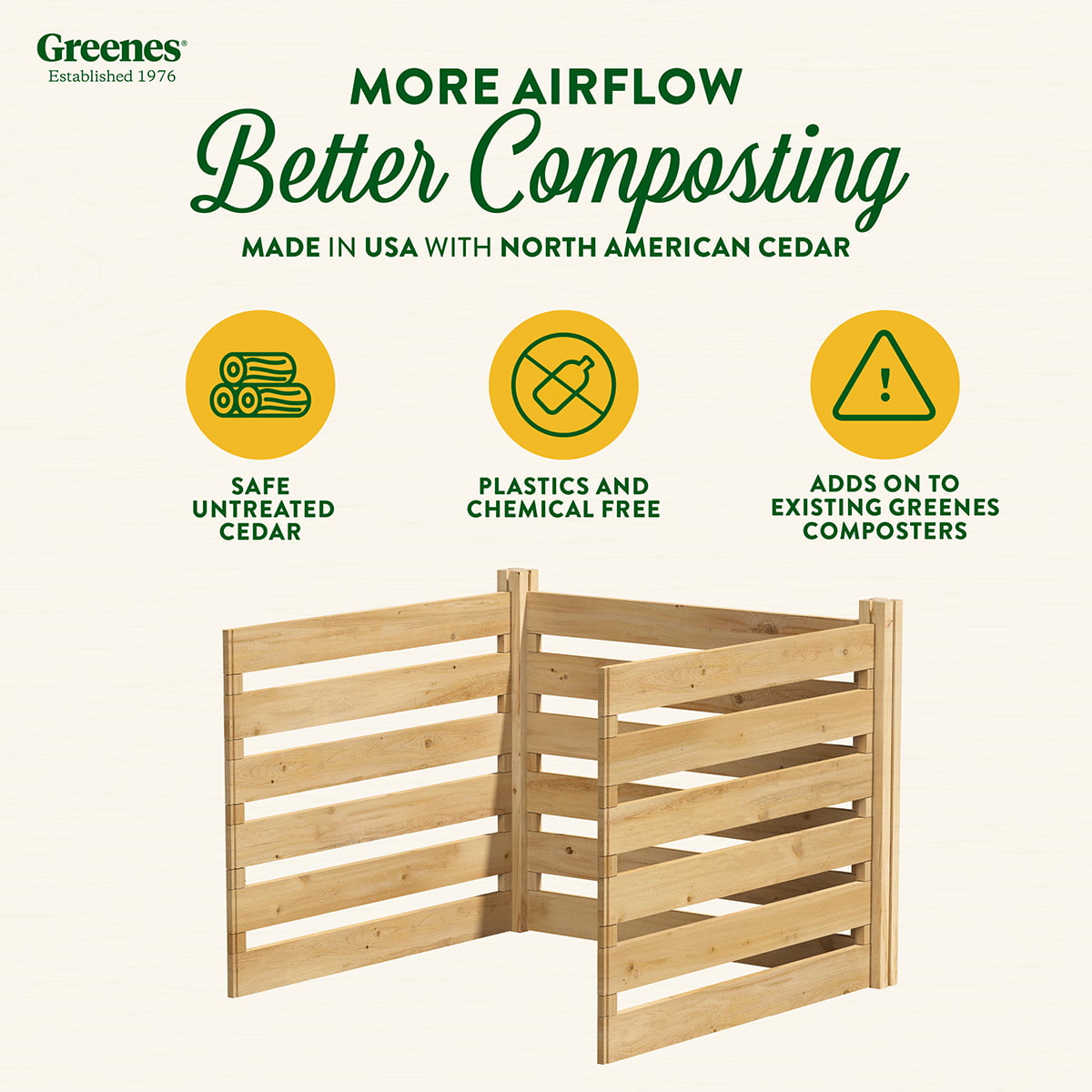 Greenes Fence Cedar Wood Composter Add-On Kit 36" x 36" x 31"