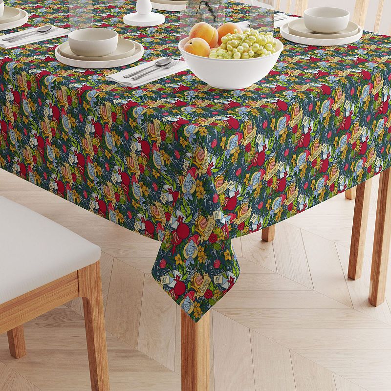 Square Tablecloth， 100% Polyester， 70x70， Happy Jewish New Year