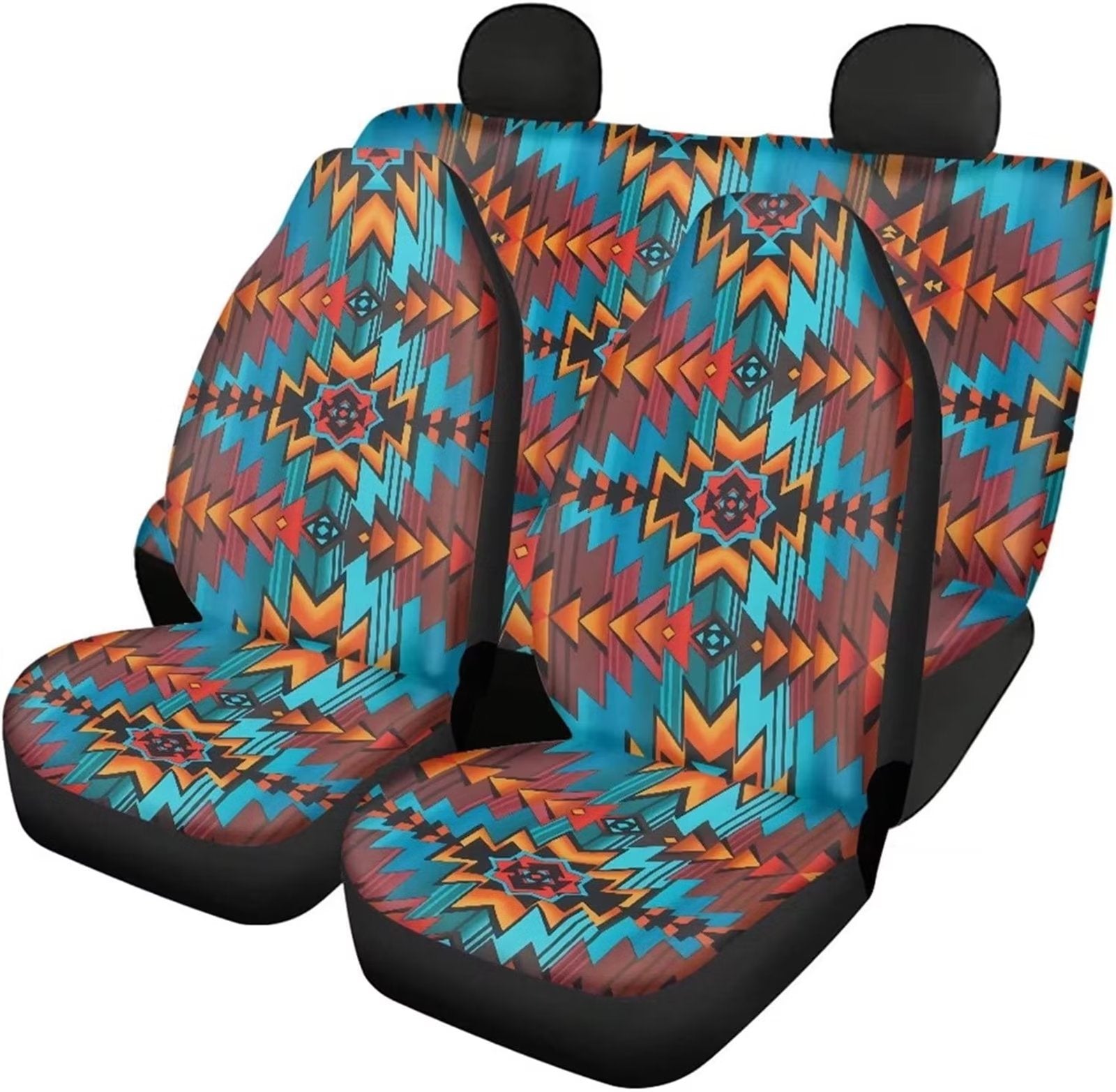 FKELYI Aztec National Geometric Print Car Seat Covers Protectors for Women Men，Elastic Polyester Fabric Auto Car Seat Cushion Cover for Vehicle Car，Sedan，SUV