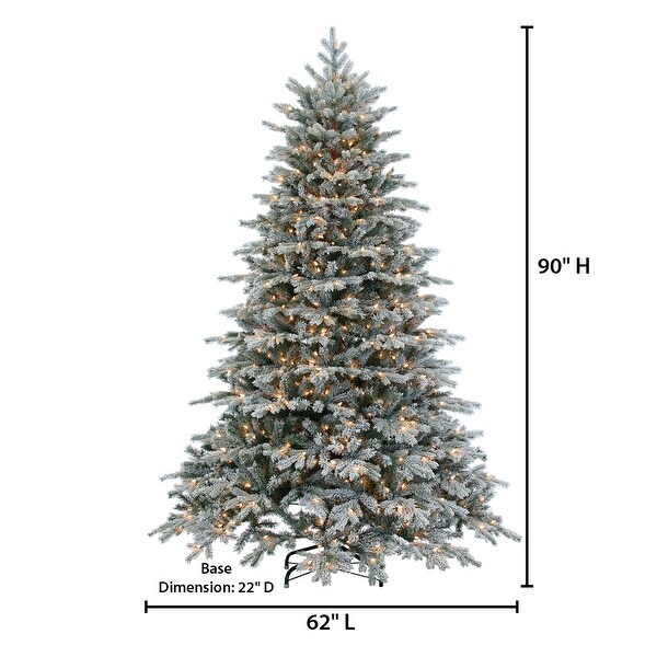 Enchanting 9 Foot Natural Cut Full Flocked Spruce with Warm White LED Lights