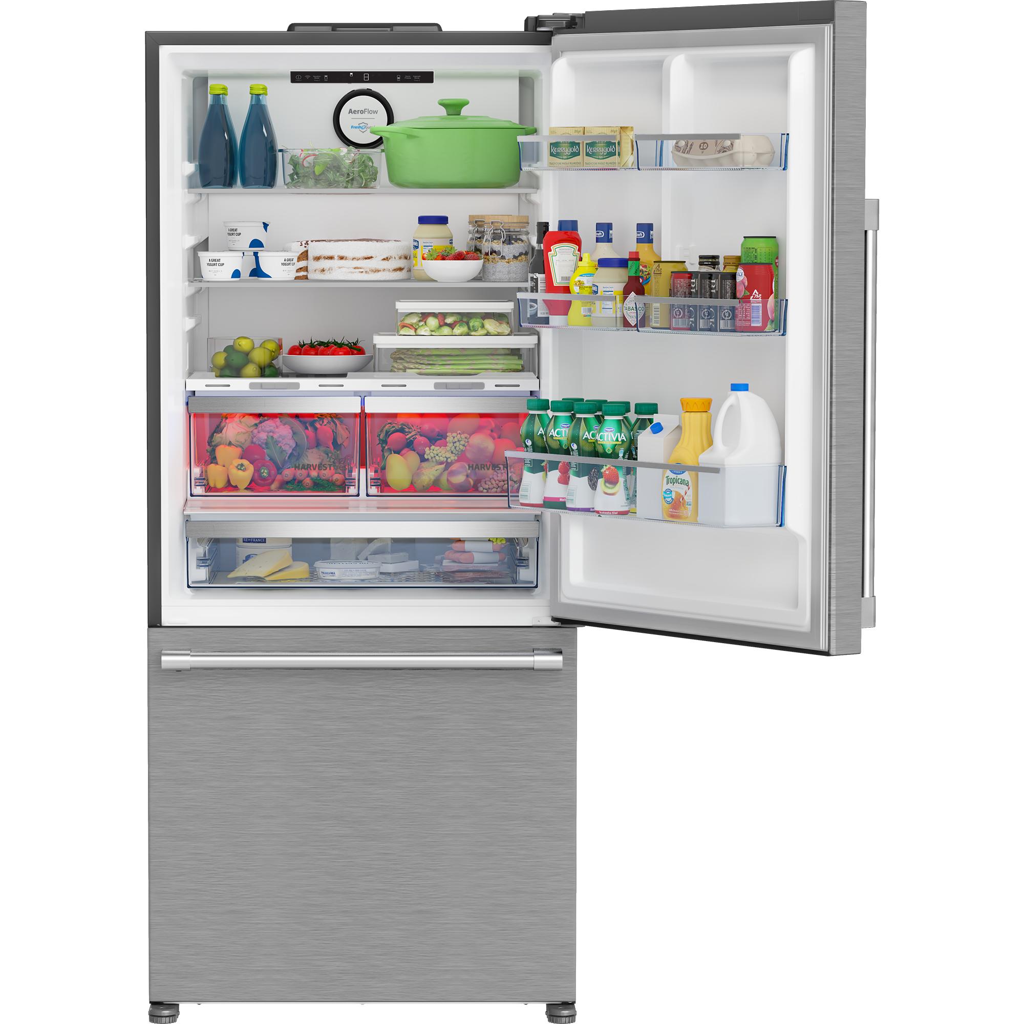 beko 30-inch, 16.1 cu. ft, Bottom Freezer, Refrigerator with HarvestFresh™ BFBD30216SS