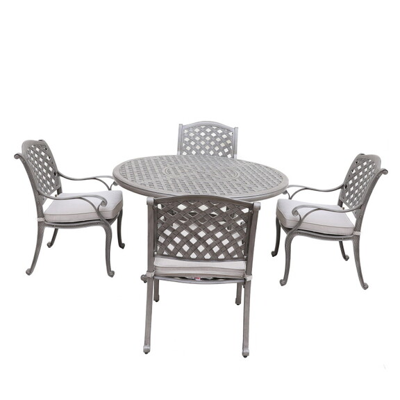 Cast Aluminum 5 Piece Aluminum Dining Set with Cus...