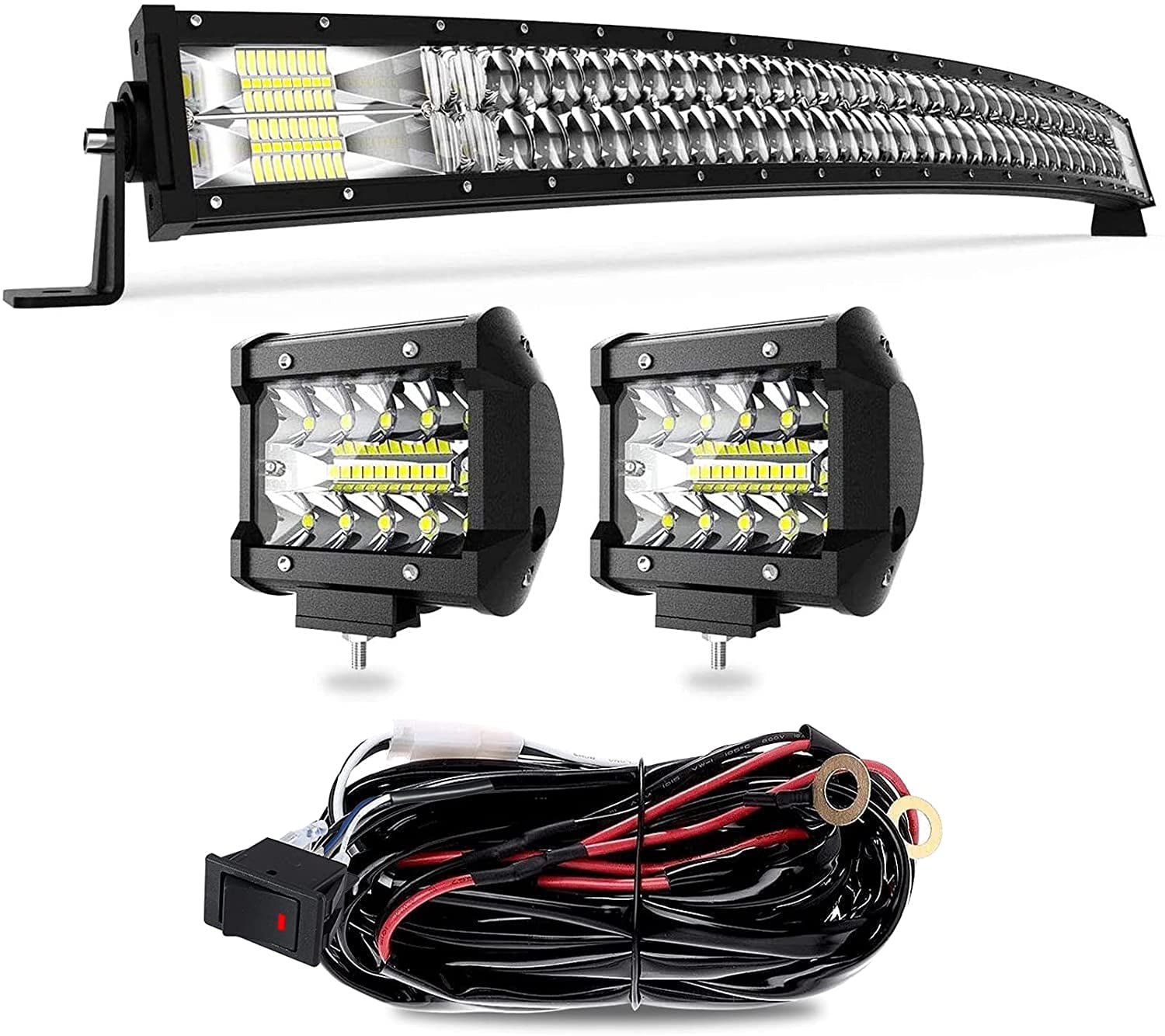 KEENAXES 42inch Curved 5D LED Light Bar Combo Driving Truck 4WD RZR 40'' +2x4'' Fog Pods