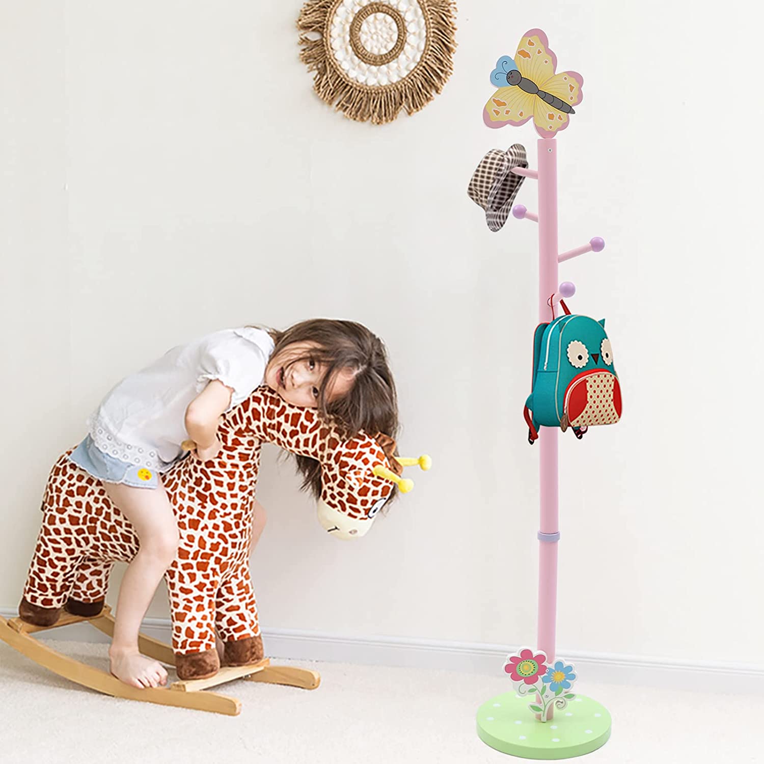 Miumaeov Butterfly Coat Rack Hanger Kids Animal Coat Rack for Handbag Hat Coat Freestand