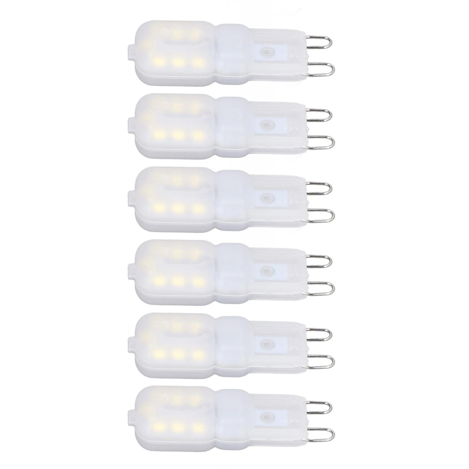 6Pcs G9 LED Light Bulbs Dimmable 3W Energy Saving 360 Degree Light Light Bulb for Ceiling Lamps and Pendant Lamps White Light 220-240V