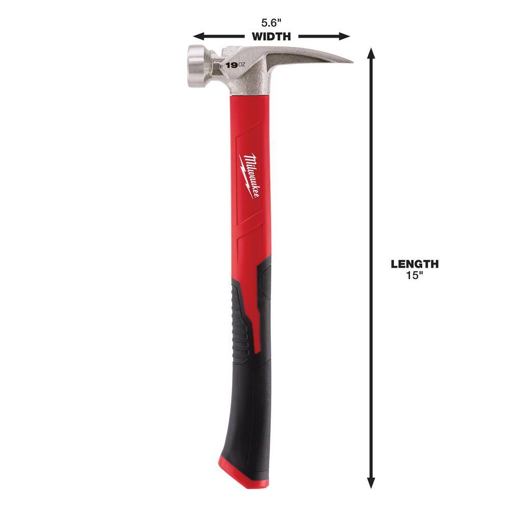 MW 19 oz. Smooth Face PolyFiberglass Handle Hammer with 15 in. Pry Bar 48-22-9316-48-22-9035