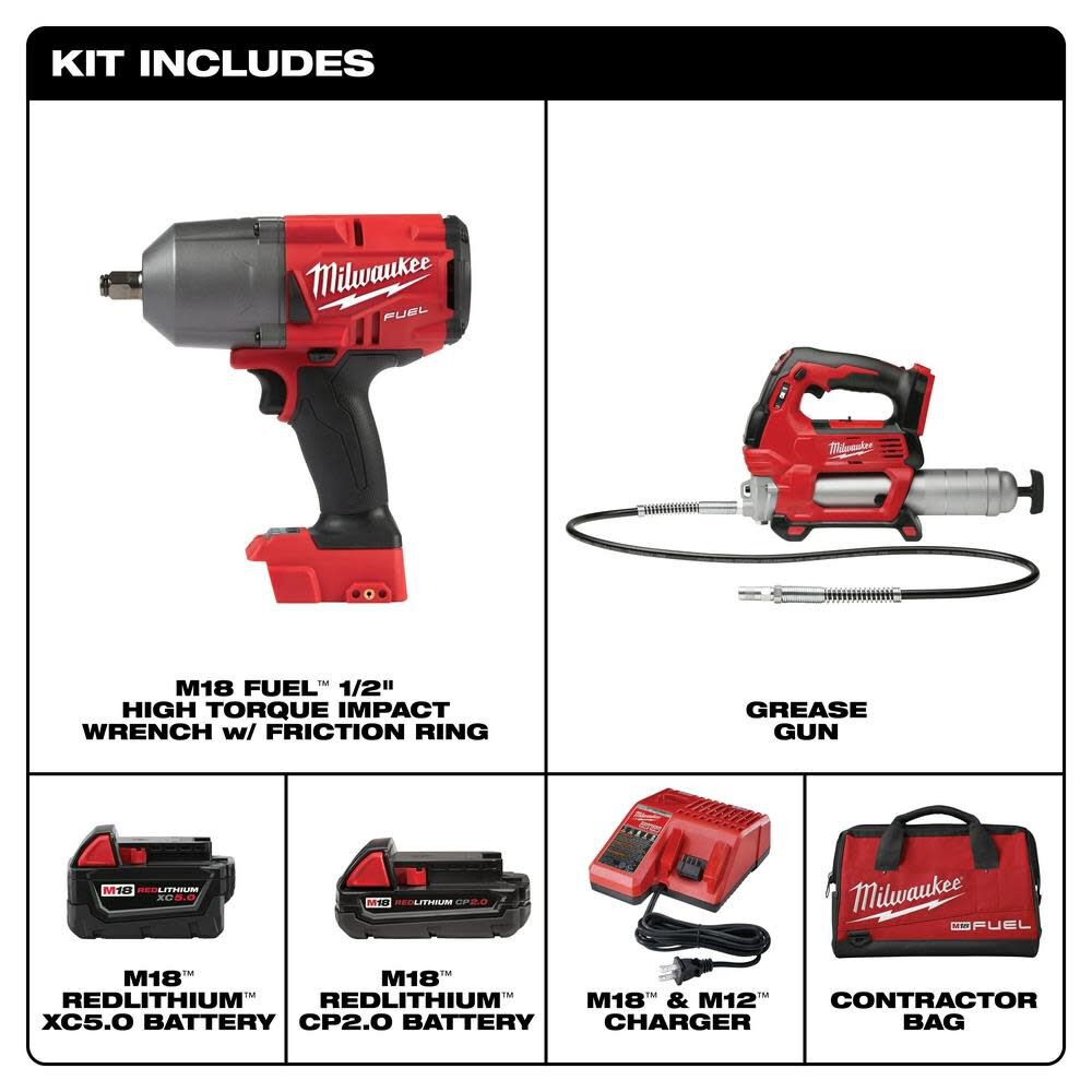 Milwaukee M18 FUEL HTIW with Grease Gun Kit 2767-22GG from Milwaukee