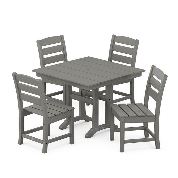 POLYWOOD Lakeside 5Piece Farmhouse Trestle Side Chair Dining Set