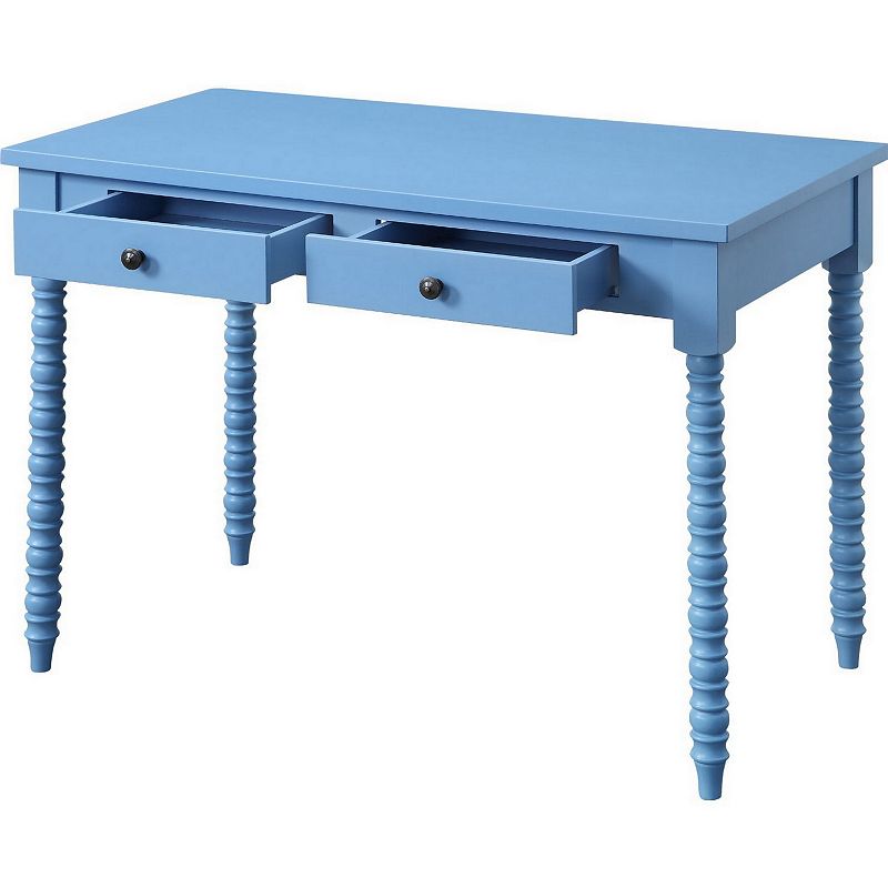 Recatngular Wooden Storage Drawer Writing Desk， Blue