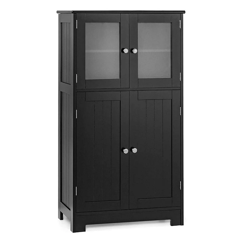 Bathroom Floor Storage Locker Kitchen Cabinet with Doors and Adjustable Shelf