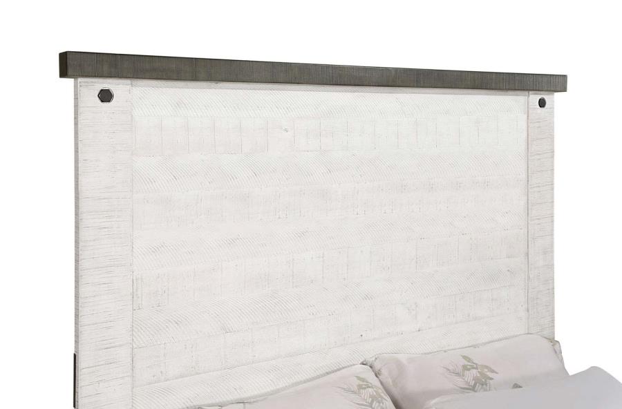 Lilith Panel Bed Distressed Grey and White