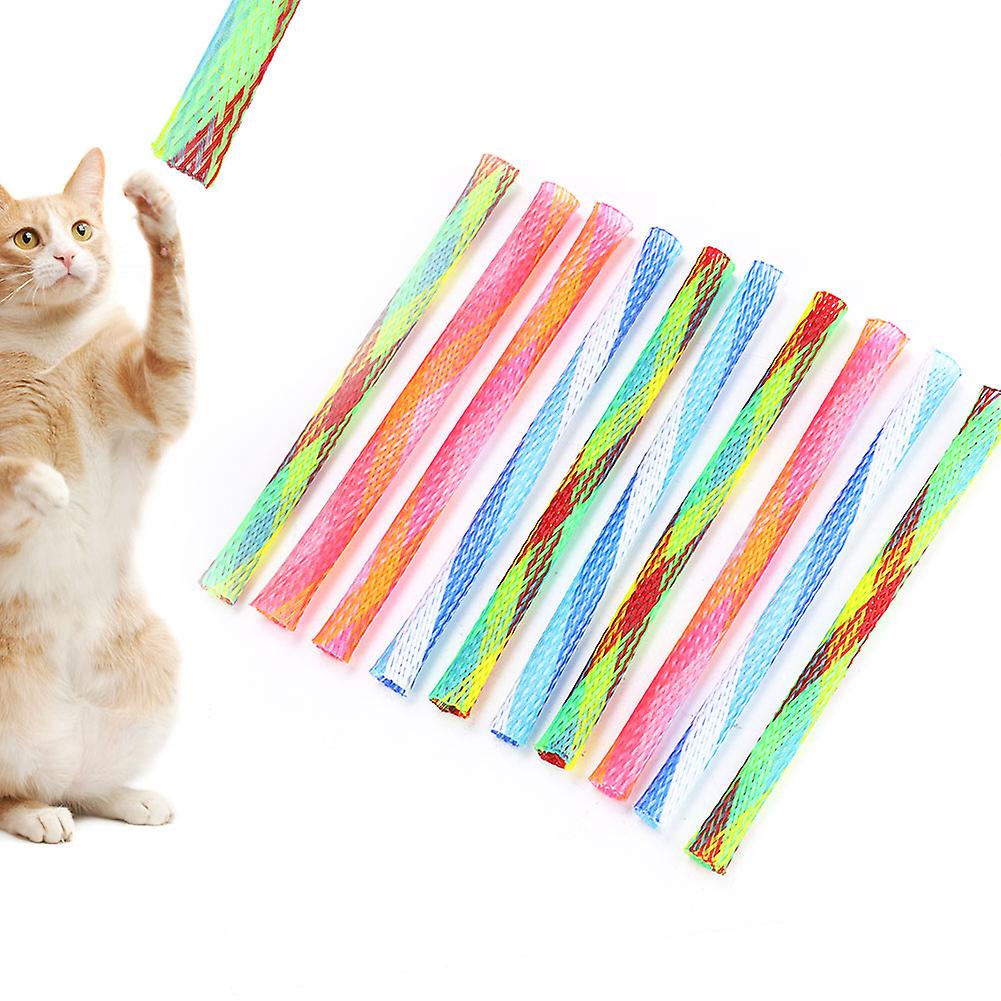 10Pcs Freely Folding Spring Shape MultiColor Cat Bouncing Toy Good Elasticity Pet Playing Toy