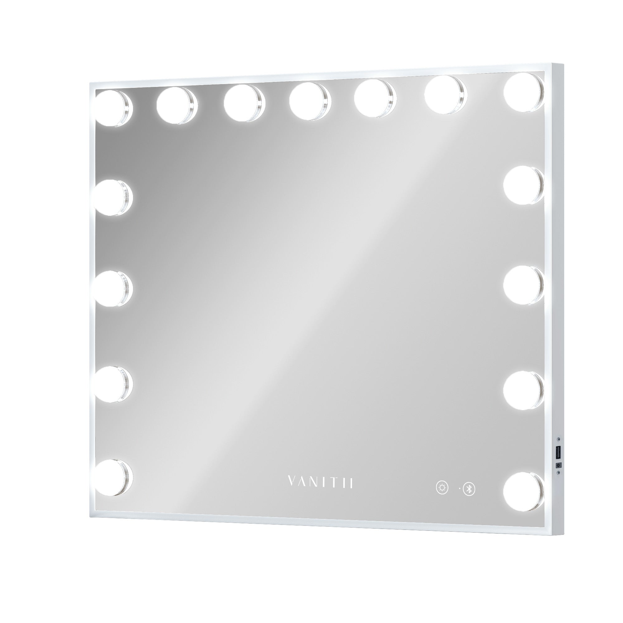 Mary Hollywood Vanity Mirror with Bluetooth XXL - 15 Dimmable LED Bulbs | VNT-5846-JMBT-WHT