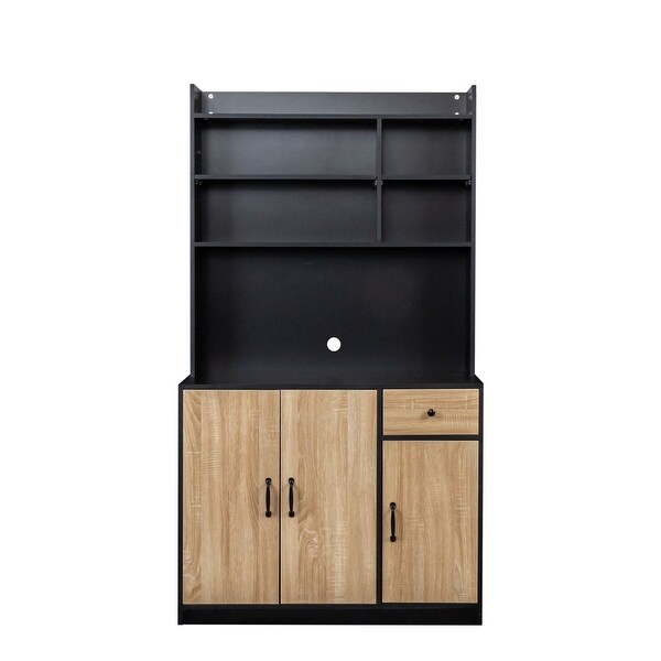 Modern High Wardrobe Cabinet，with 3 Doors，1 Drawer and 1 Open Shelves - - 37291766