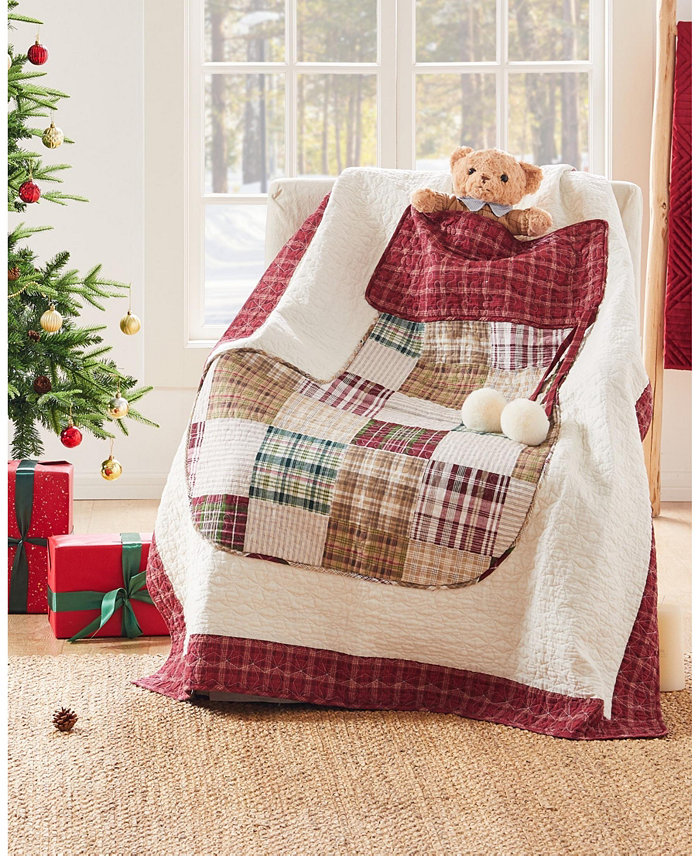 Greenland Home Fashions Jolly Stocking Patchwork Throw， 50