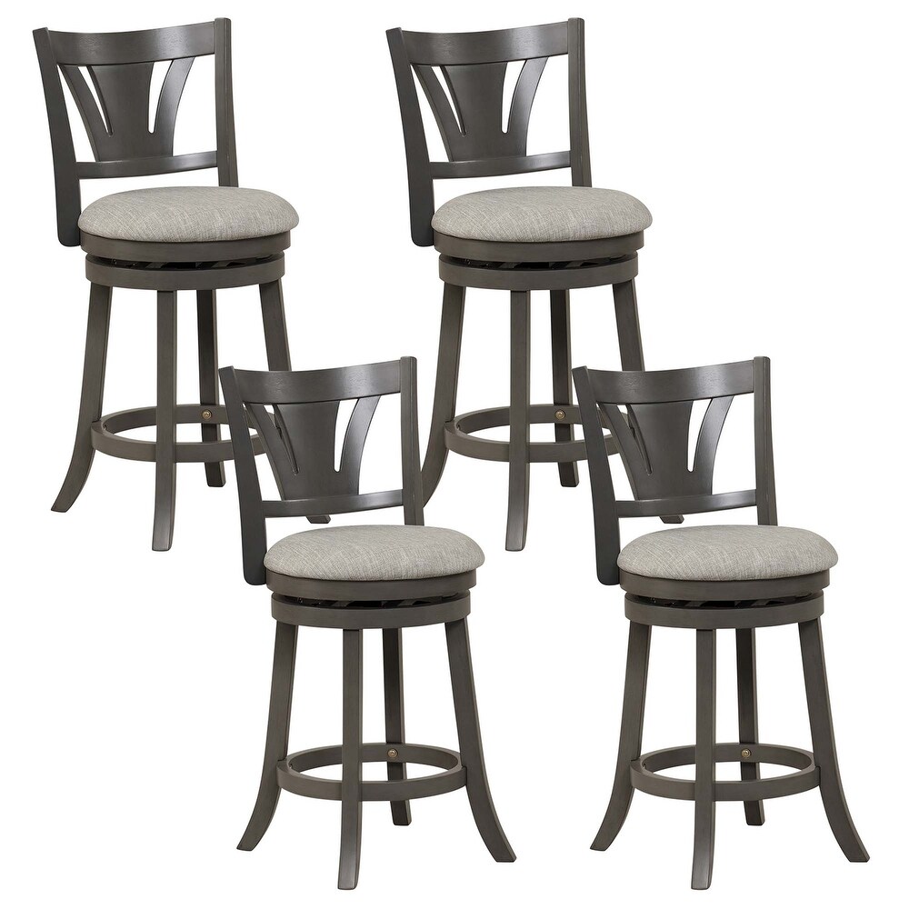 Costway 26.5'' Swivel Bar Stool Counter Height with Curved Backrest