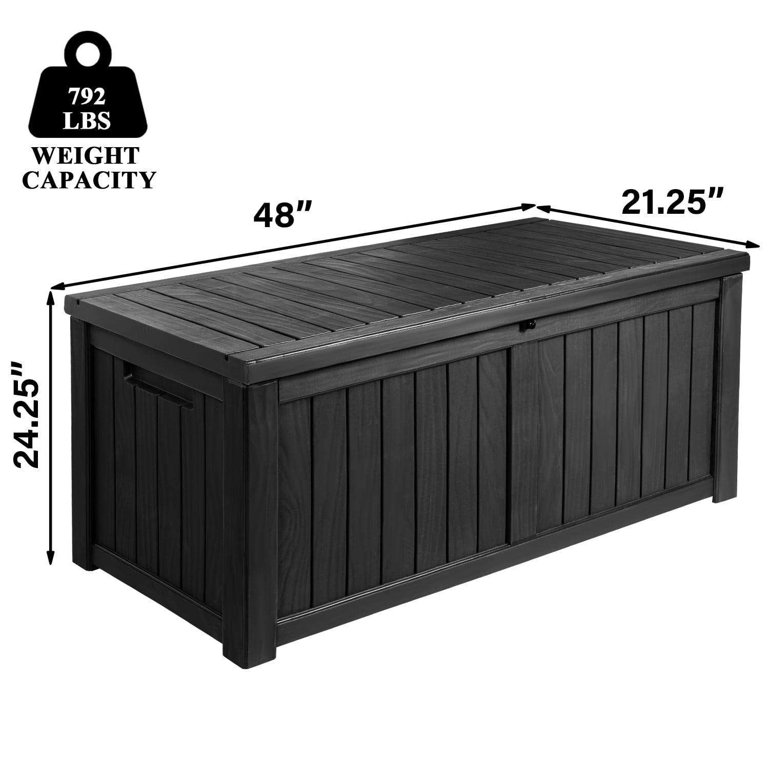 Devoko 119 Gallon Outdoor Box Deck Plastic Resin Storage Box Large Capacity, Black