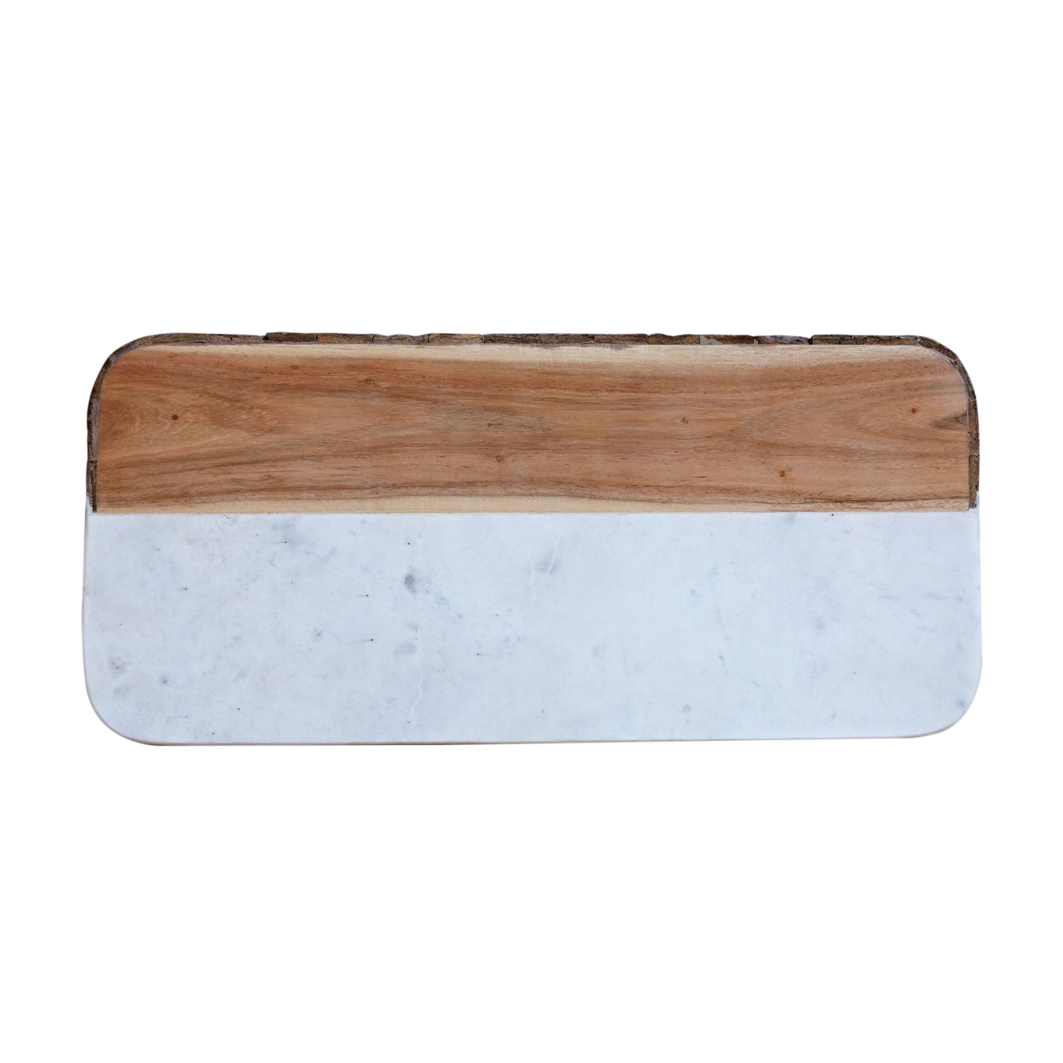 White Marble and Mango Wood Rectangle Cheese Board (Each one will vary)