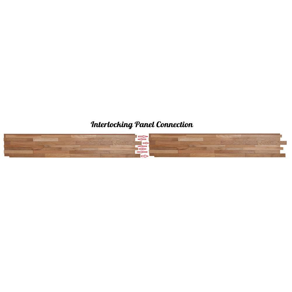 American Pro Decor 12 in. x 7-78 in. x 47-14 in. Oak 3D Solid Hardwood Interlocking Wall Plank 5APD10928