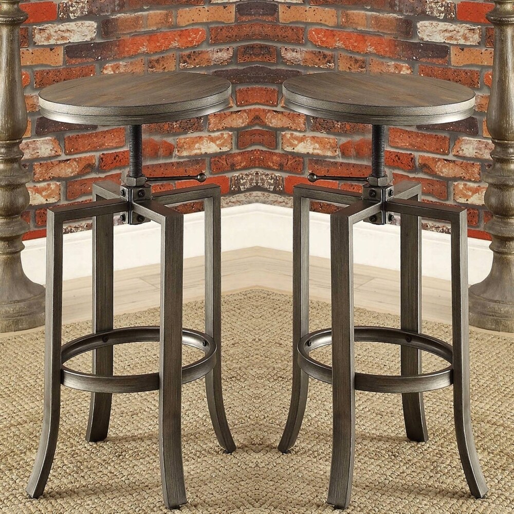 Corkscrew Industrial Design Adjustable Dining Bar Stools (Set of 2)