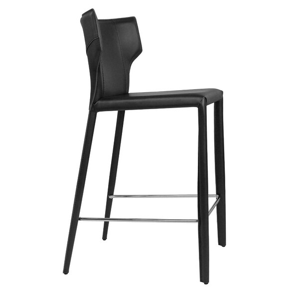 Adoro Mid-century Modern Wingback Leather Counter Stool - Contract Grade