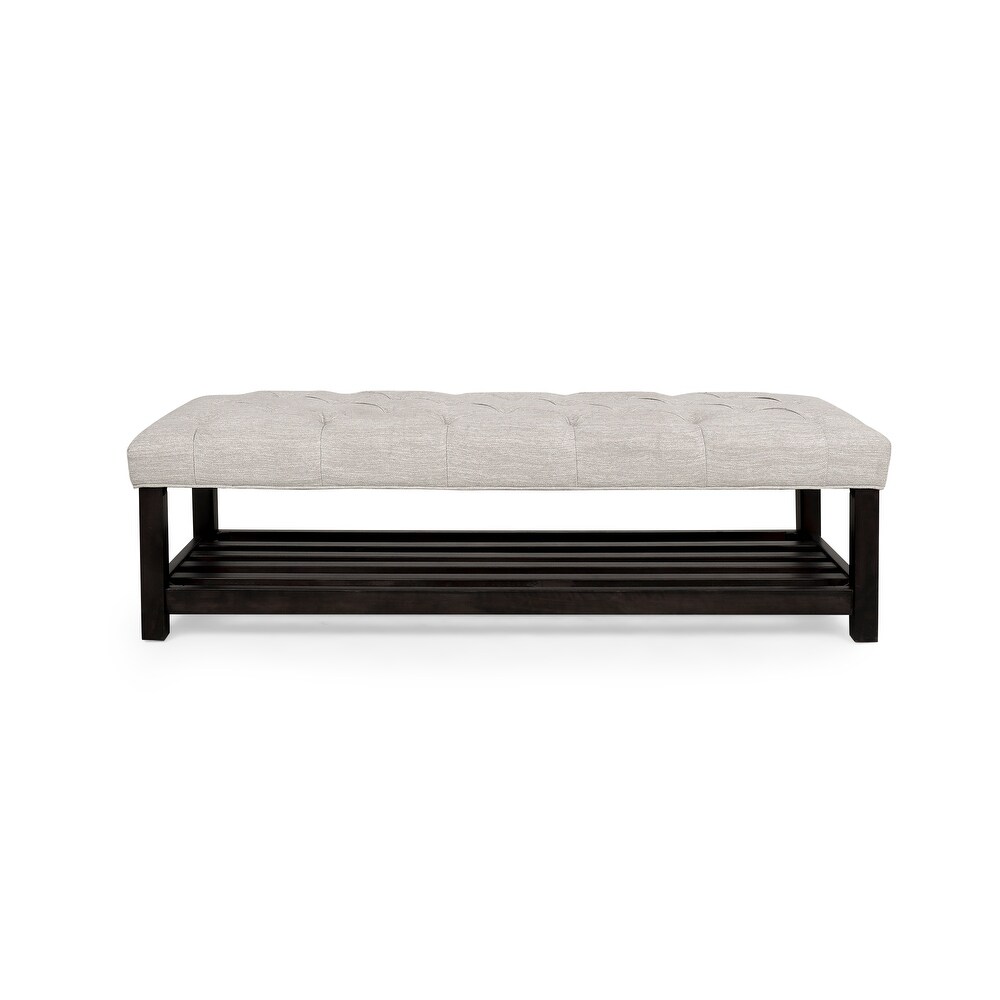 Roseland Contemporary Button Tufted Bench with Shelf by Christopher Knight Home