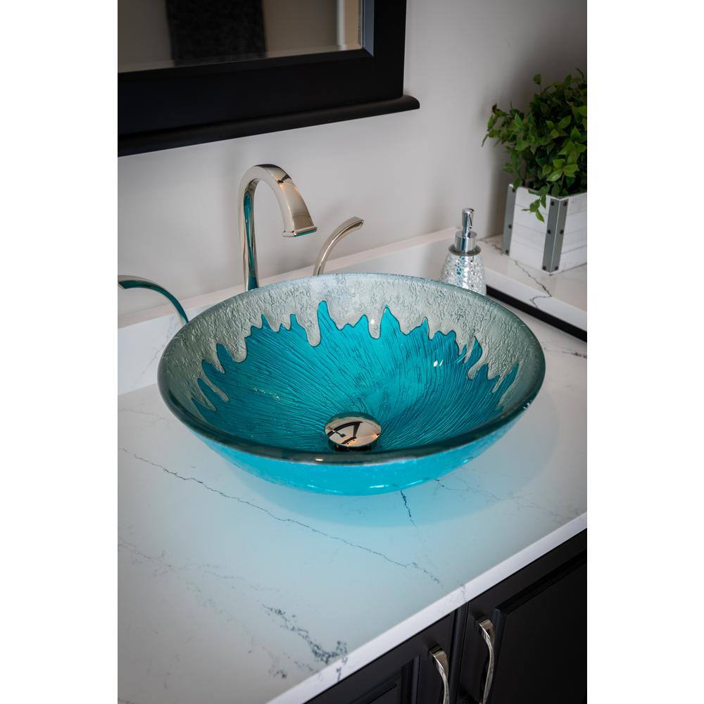 Eden Bath Blue Ice Glass Vessel Sink in Multi Colors EB_GS33