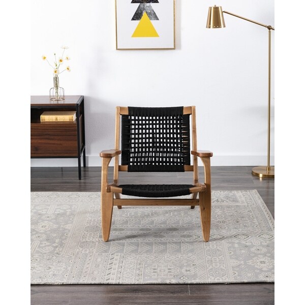 Boraam Harrison Black and Oak Woven Chair