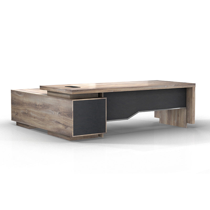 LARKIN Executive Desk with Right Return 2.4M - Warm Oak & Black