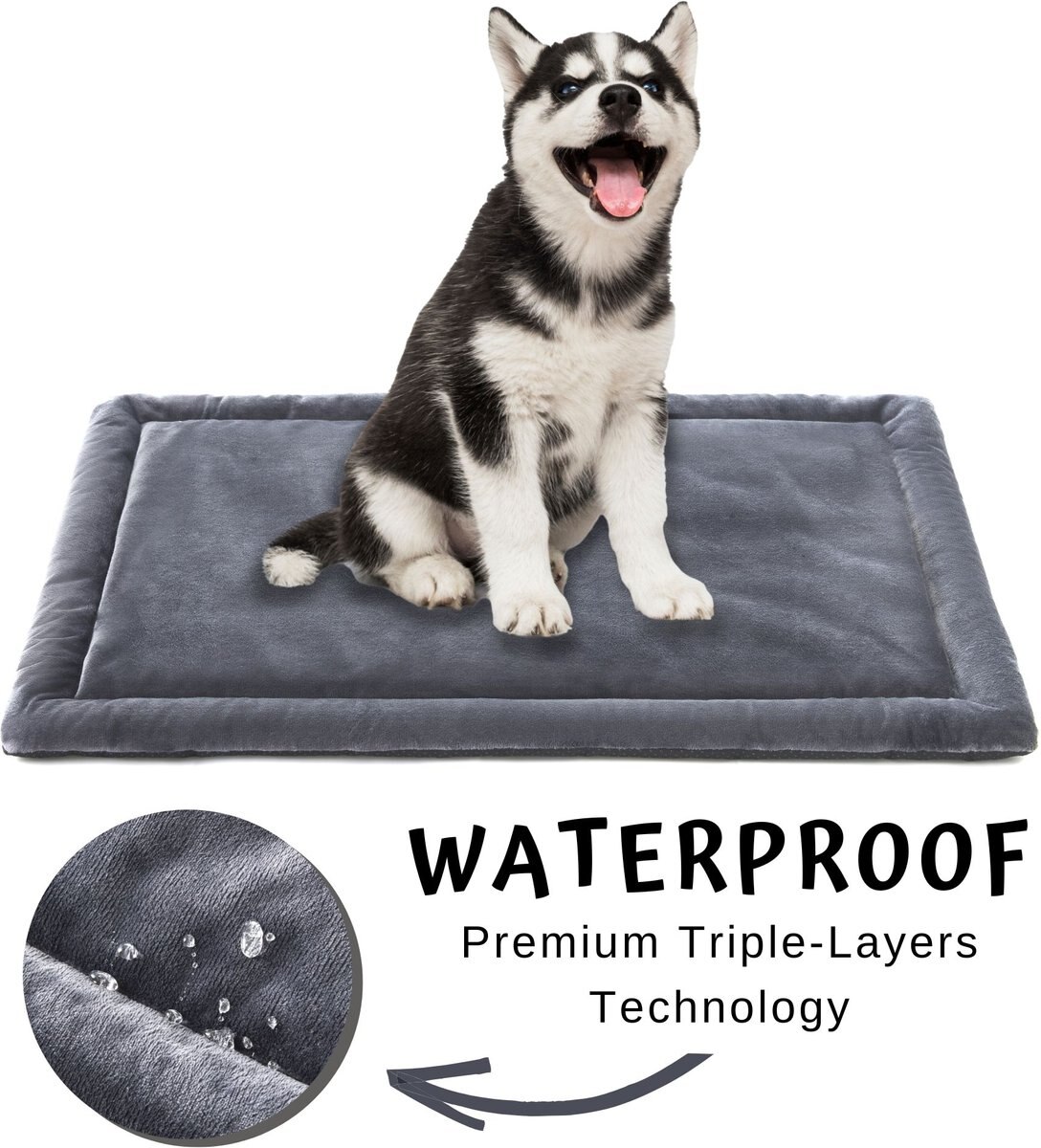 Allisandro anti-slip kennel pads waterproof dog bed， Grey