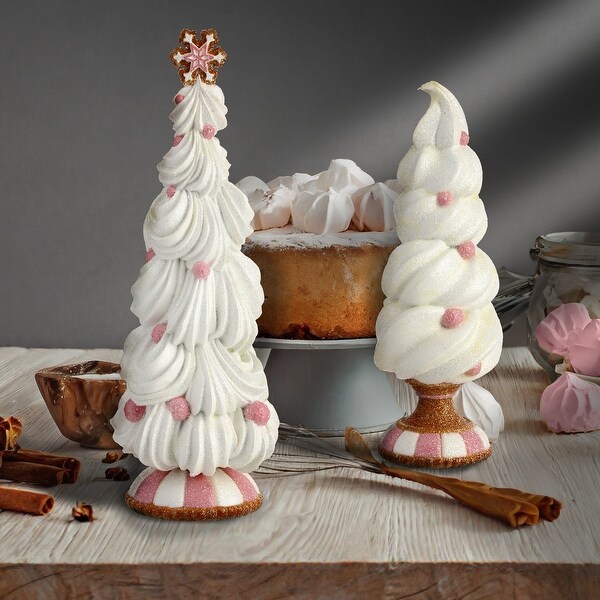 1114Resin Elegant Frosting Tree Set of 2