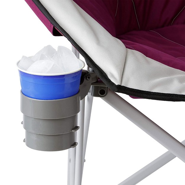 Core Equipment Oversized Padded Round Saucer Moon Outdoor Camping Folding Chair With Headrest Wine