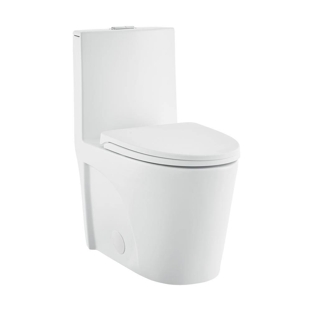 Swiss Madison St. Tropez 1-Piece 1.1 GPF1.6 GPF Dual Flush Elongated Toilet in Matte White Seat Included SM-1T254MW