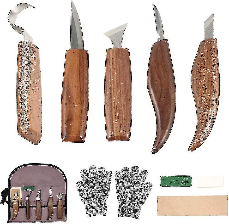 10pcs Carbon Steel Wood Carving Tools Wood Carving Tool Set With Hook Knife Professional Carving Knife Wood Engraving Tools For Woodworking