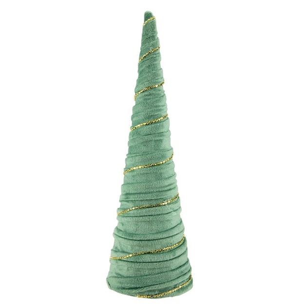 Green Fabric With Gold Garland Christmas Cone Tree