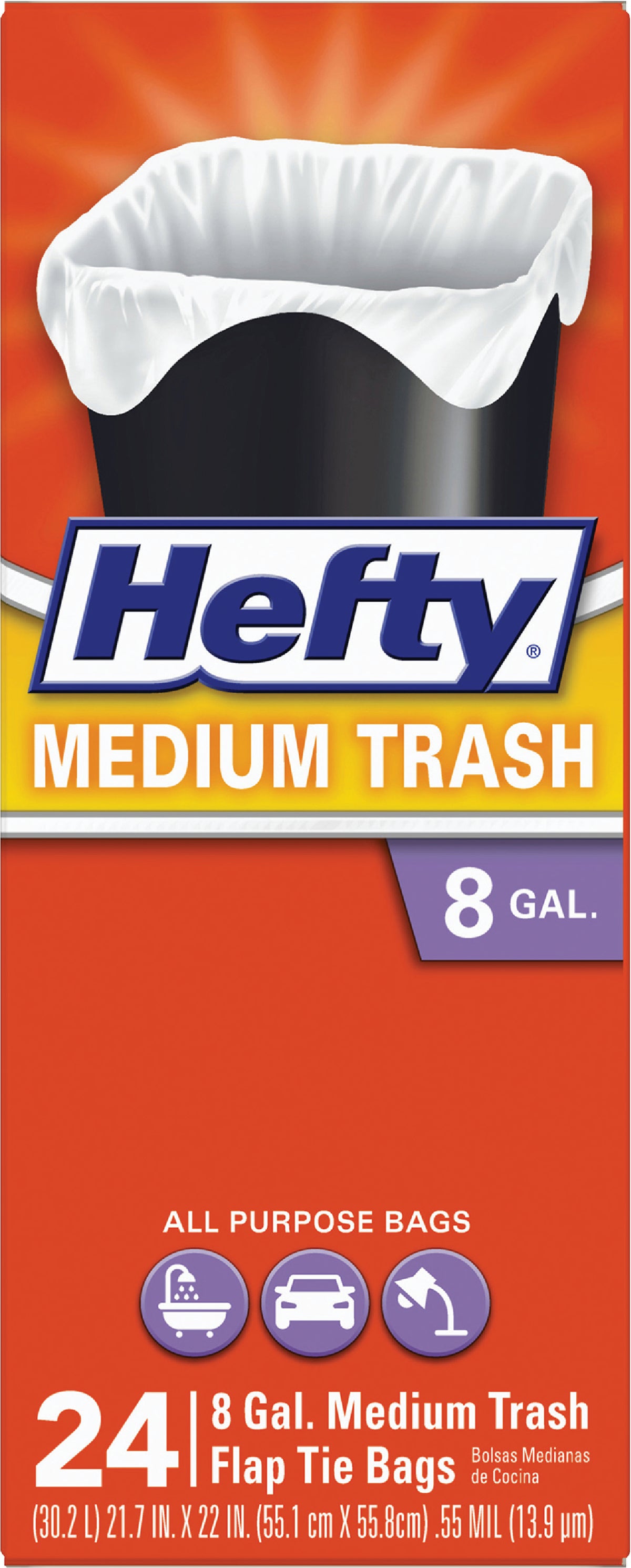 Hefty Medium Trash Bag 8 Gal. White