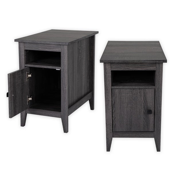 Set of 2 Nightstand for edroom Living Room， 1-Drawer Wooden End Table Bedside Table， HomeandKitchen Storage Cabinet - Cement Gray