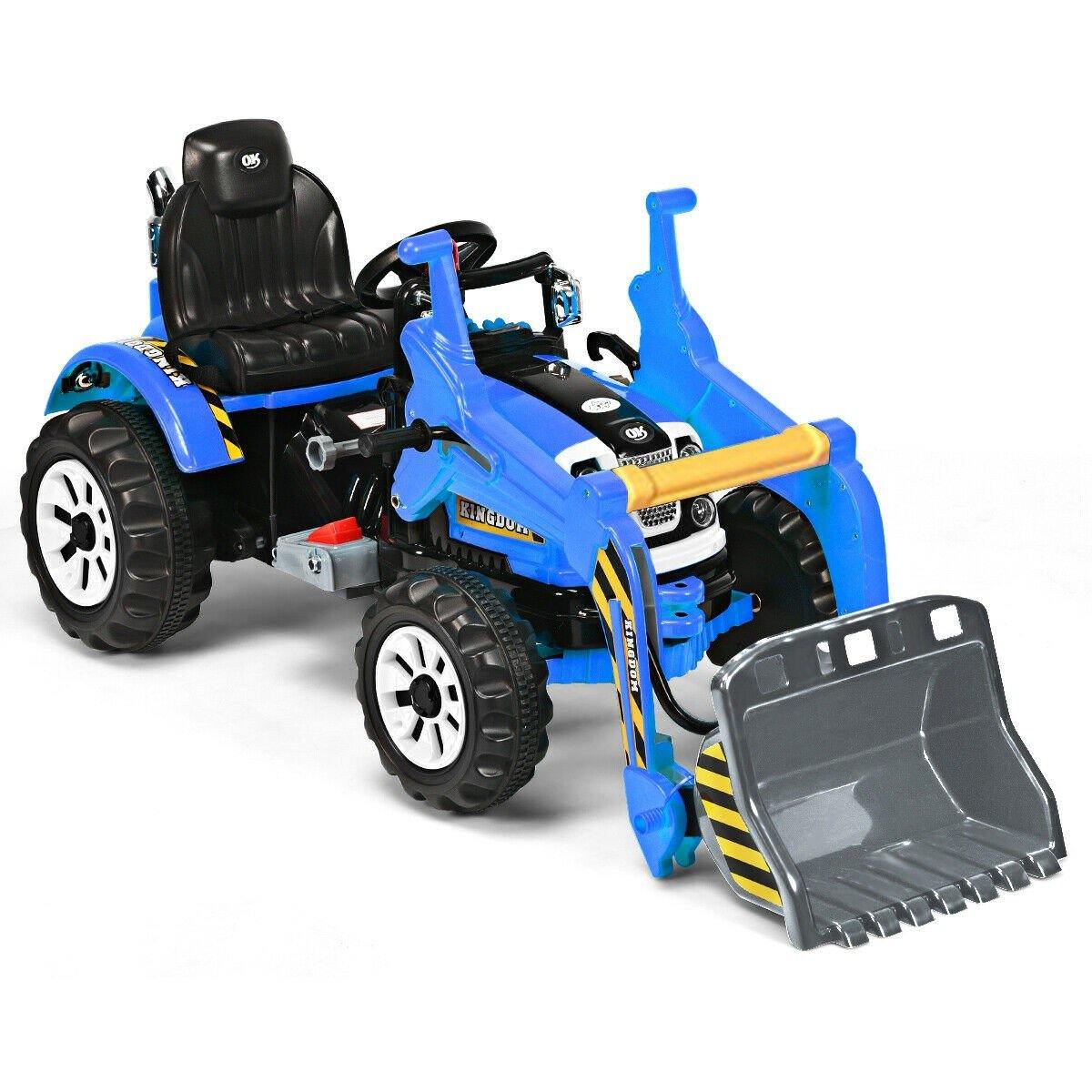 Costzon 12V Battery Powered Kids Ride On Excavator, Electric Truck with High/Low Speed