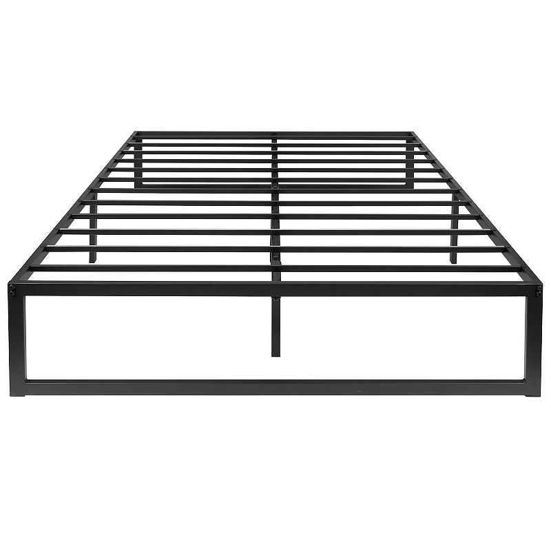 Flash Furniture 14 Metal Platform Bed Frame with 12 Pocket Spring Mattress in a Box and 3 Cool Gel Memory Foam Topper